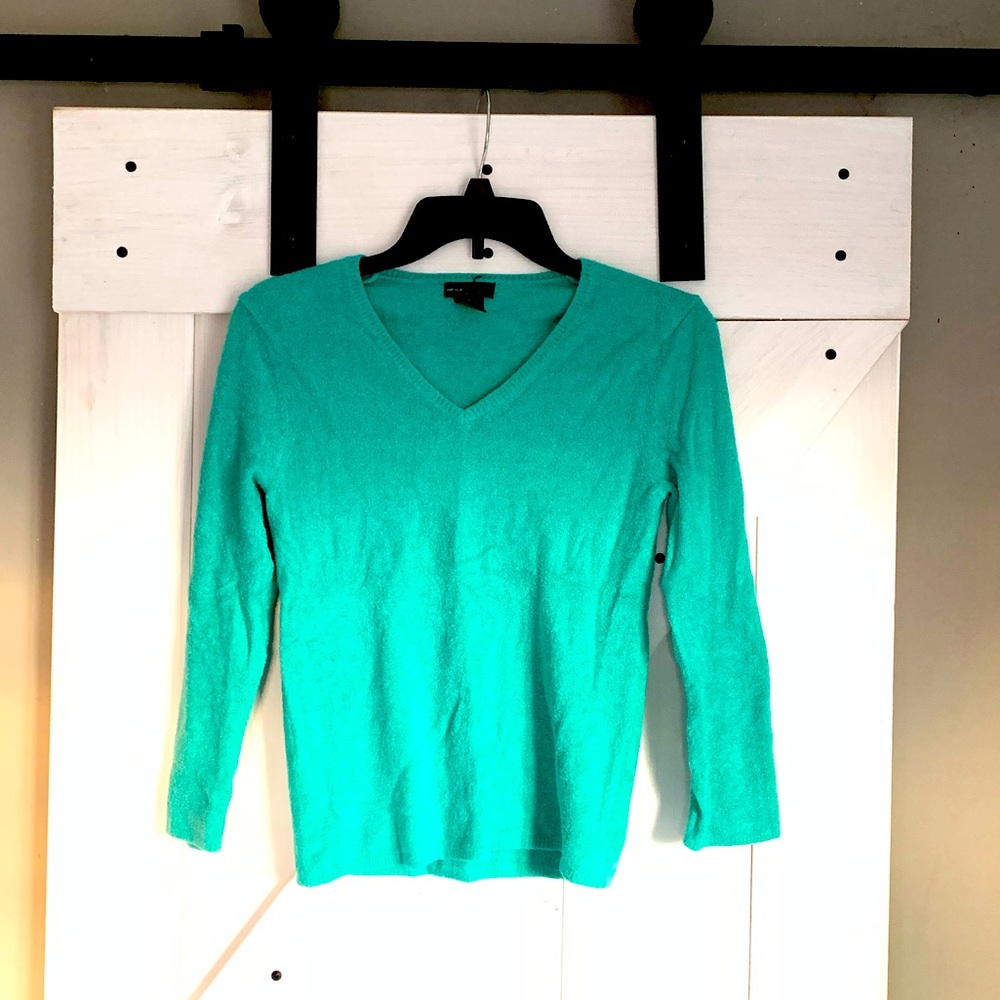 Women’s Grace Elements Mint Soft and Fuzzy 3/4 Sleeve V-neck Blouse Top Medium